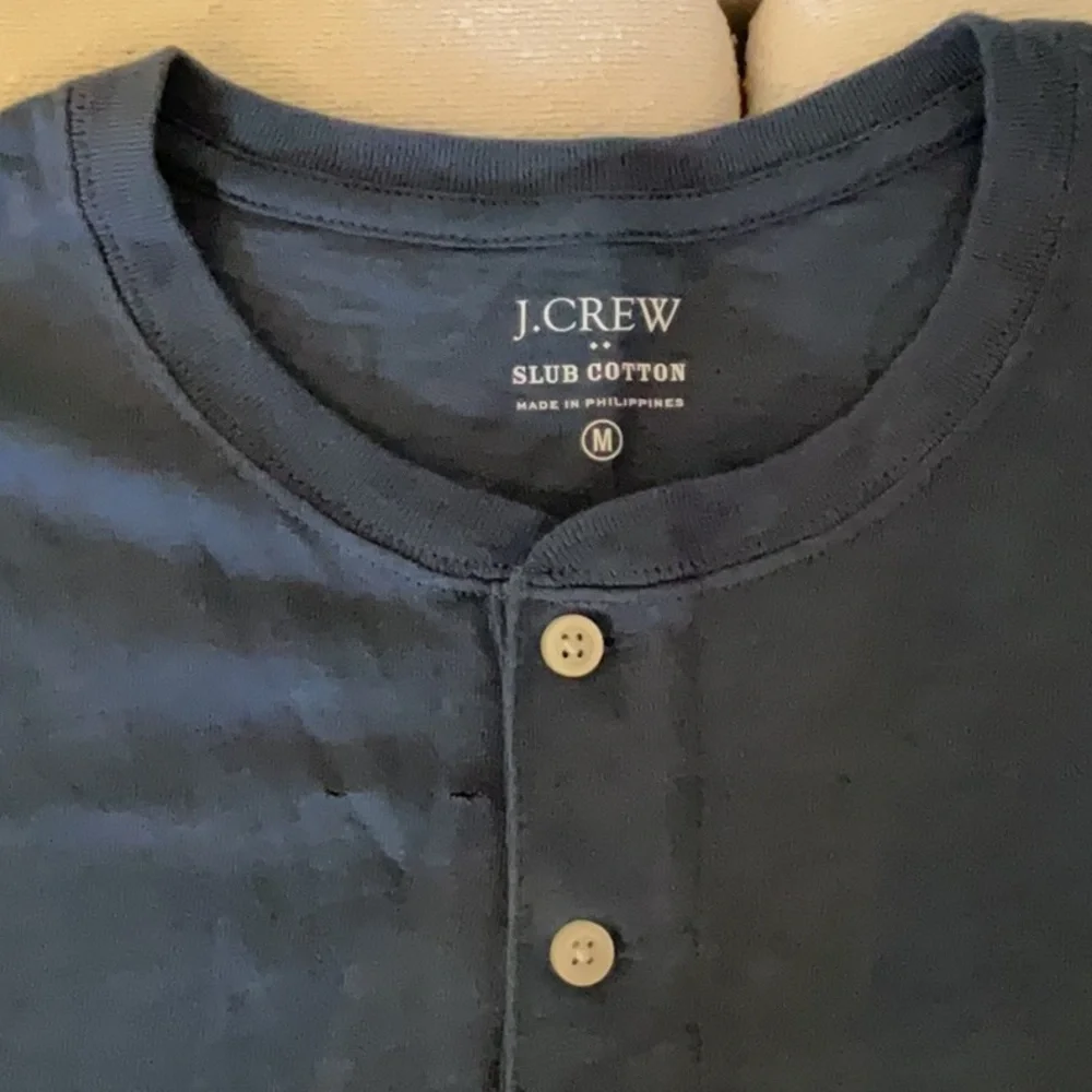 NWOT J.Crew Slub Cotton Henley Short Sleeve Shirt Blue Men’s Medium 100% Cotton